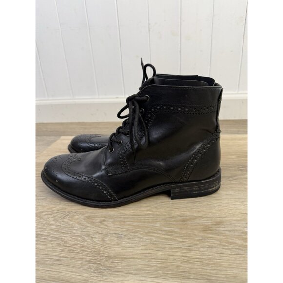 Studio Ink Cowboy Wing Tip Men's Black Leather Ankle Boots Size 9 Brogue - Picture 2 of 12